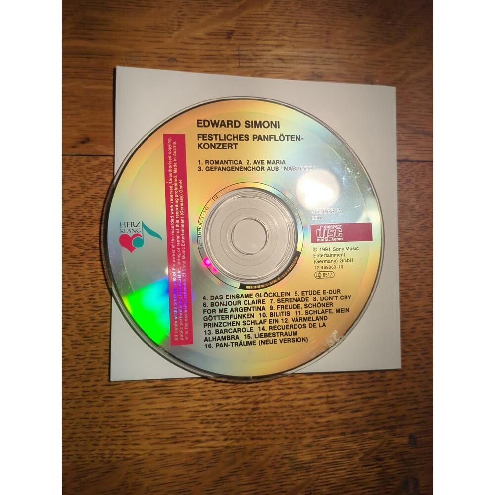 Edward Simoni - CD - Festliches Panflötenkonzert (1991) Disc Only